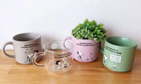 スヌーピー マグカップ グラスマグSTARBUCKS×PEANUTS マグ 4点セット スターバックス スタバ