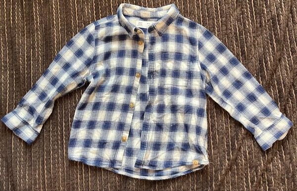 Zara Baby サイズ 18/24 months チェック柄 ネイビー ホワイト シャツ
