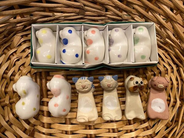 かわいい 箸置きセット 犬 ねこ 豚 11点