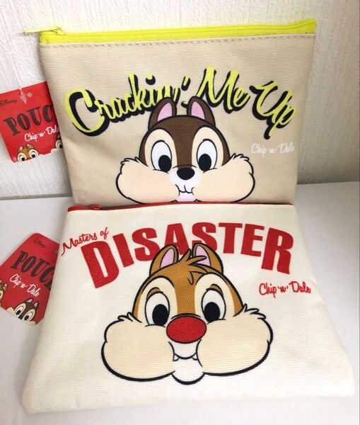 ディズニー チップとデール フラットポーチ 2点セット ペンケース 小物入れ チップ デール ポーチ 新品タグ付