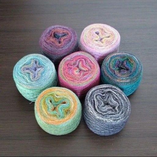 手巻き毛糸 7色 Hセット 140g