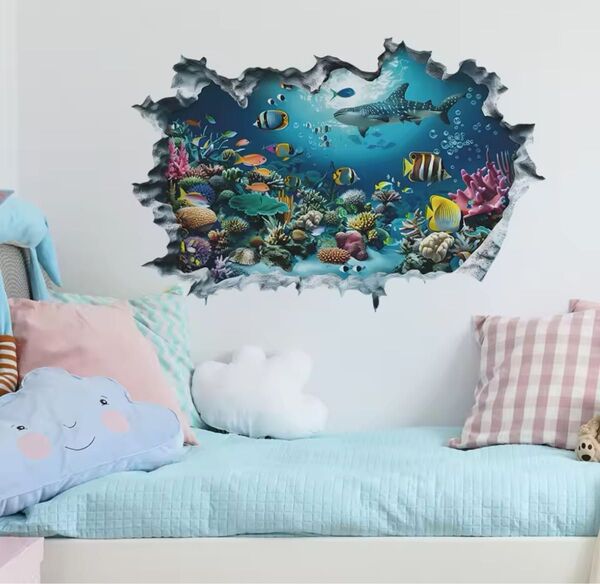 海 水族館 ウォールステッカー アクアリウム ダイビング 水槽背景 ジンベエザメシール 壁ステッカー 壁シール 壁紙 ポスター