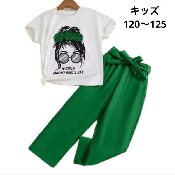 キッズ服 セットアップ 女の子 120 夏服 Tシャツ パンツ ガールズ 可愛い かわいい 韓国 カジュアル ダンス コーデ
