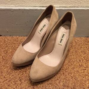  MiuMiu /miumiu suede leather series high heel / shoes 