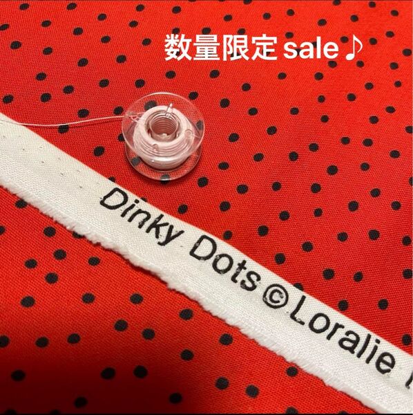 sale♪ロラライハリス生地 Dinky Dotsレッド/ブラック