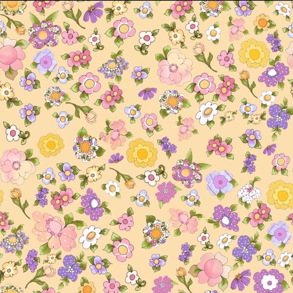 ロラライハリス生地 Floweryイエロー
