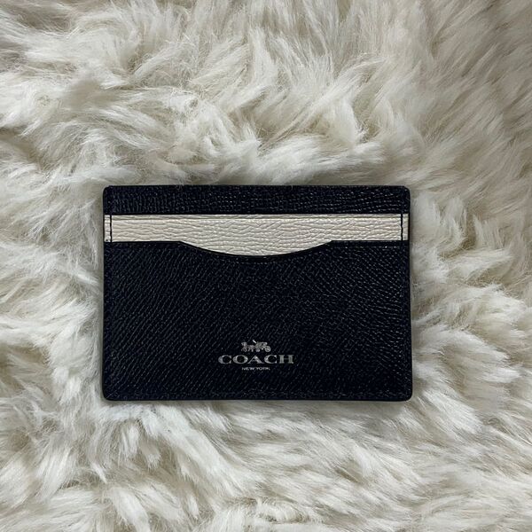 COACH コーチ カードケース パスケース レザー レディース ネイビー バイカラー
