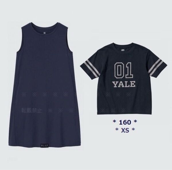 GIRLS スムースコットンワンピース(ノースリーブ)& KIDS イェールUT グラフィックTシャツ(半袖) *160* XS