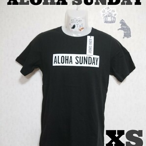 【XS】ALOHA SUNDAY ロゴTシャツ（ブラック）