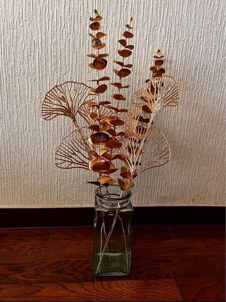 イチョウ 造花 アンティーク インテリア 結婚式 パーティー 装飾 ゴールド 葉 イミテーション ハンドメイド