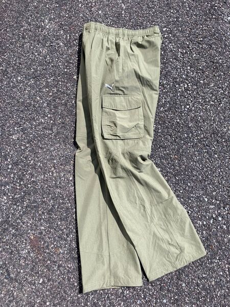 PUMA カーキ カーゴパンツ ナイロン ワイド