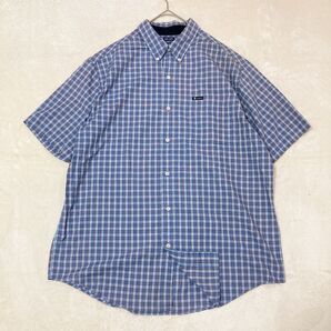 CHAPS チャップス 半袖BDシャツ ワンポイントロゴ ブルー系 チェックXL