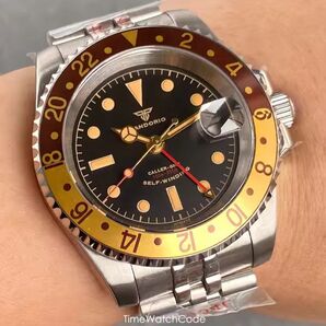 【新品未使用】 自動巻き 腕時計シルバーベルトブラック文字盤ビジネスウォッチ防水 ブラウンゴールド