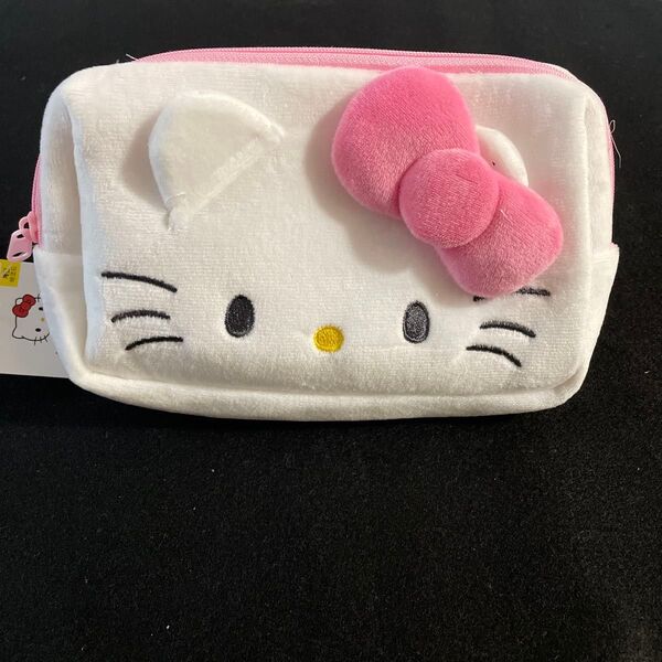 韓国 ダイソー キティ ポーチ 新品未使用 ホワイト×ピンク