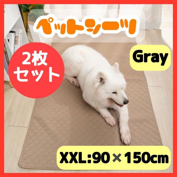 XXL【2枚セット】ペットシーツ ベージュ 防水 洗える トイレシート 吸水 ペットシーツ 2枚セット グレー