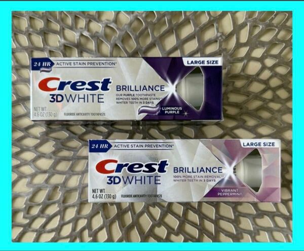 アCrest 3D White Brilliance クレスト 3Dホワイト ブリリアンス 歯磨き粉 ラージサイズ 130g×2個