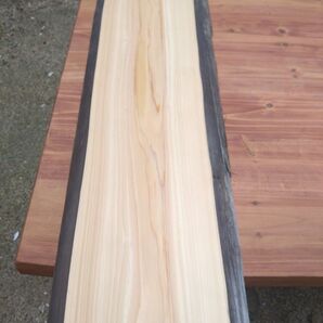桧 無垢板 長さ90cm 幅約30.5cm 厚み約3cm 両側耳付き 棚板