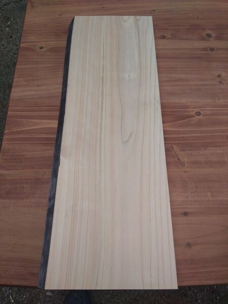 桧 無垢板 長さ60cm 幅約19.5cm 厚み約3cm 片側耳付き 棚板