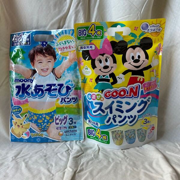 ミッキーマウススイミングパンツ4枚 ピカチュウ水遊びパンツ1枚 サイズBIG