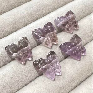 【5個セット】 蝶パーツ(アメトリン) 天然石パーツ ブレスレットパーツ まとめ売り