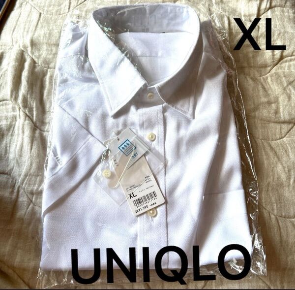 XL LL ユニクロ UNIQLO メンズ 半袖 ドライ イージー ケア ドビー シャツ ワイシャツ カッターシャツ 半袖 白