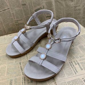 新品★レディース★Mサイズ★軽量 Fレザーサンダル 薄茶色 8356