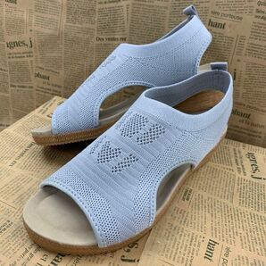 新品★レディース★Lサイズ★ウェッジサンダル 灰色 8360