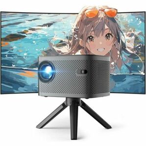 プロジェクター 小型 18000L 卓上三脚付 電動台形補正/電動フォーカス/WIFI6/1080P/短距離投影ホームシアター