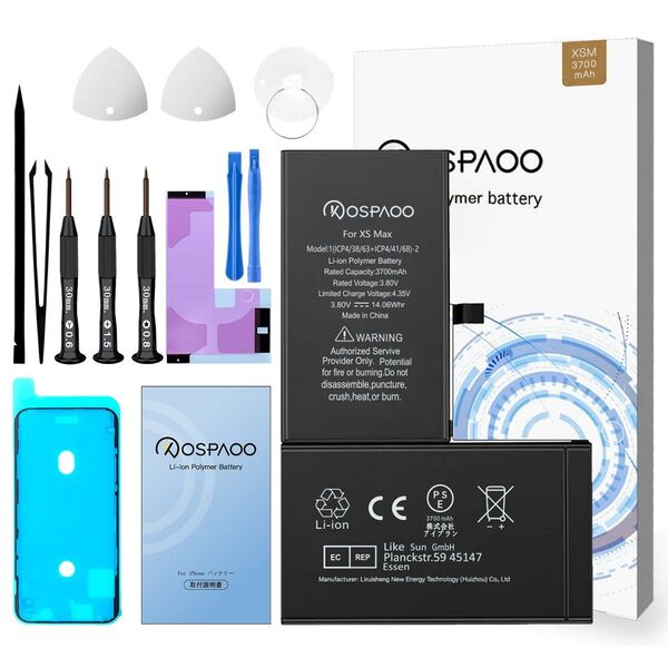 『大容量・工具セット』For iPhone XS Max 互換バッテリー 交換ビデオ 3700mAh PSE準拠 互換 交換修理