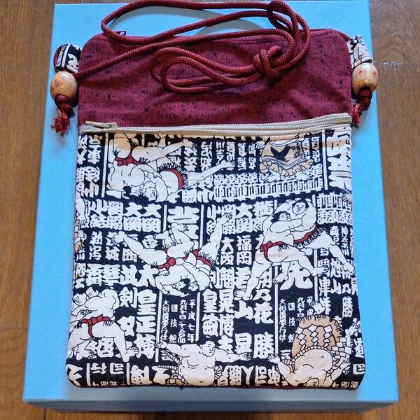 ハンドメイド お祭りポシェット 相撲柄