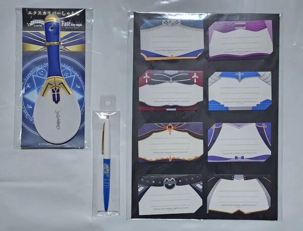 カプコンカフェ FGO Fateメッセージカードセット + エクスカリバー しゃもじ + ボールペン セイバー
