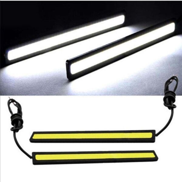 明るいLED デイライト 2本セット(COB全面発光)白色 足元 ルーム トランク 車内泊 室内灯 フォグにも 明るい!!!
