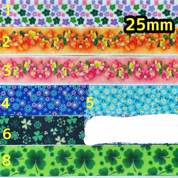 グログランリボン 25mm リボン 切り売り ハンドメイド 花柄