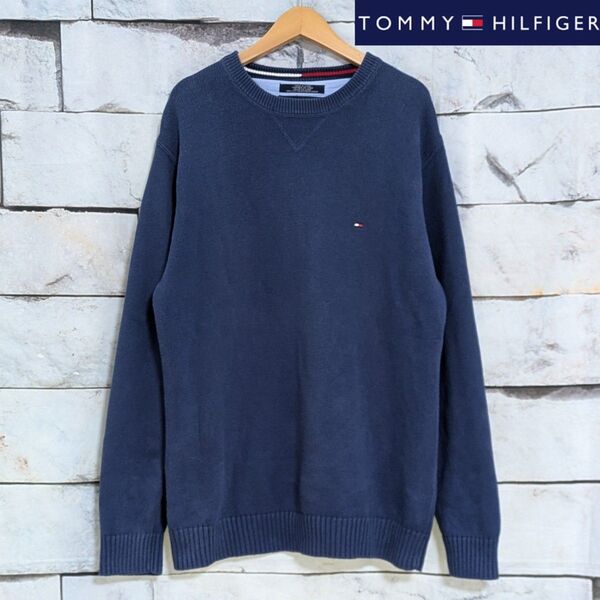 【TOMMY HILFIGER】トミーヒルフィガー クルーネック ガゼット コットン セーター サマーニット 00’s