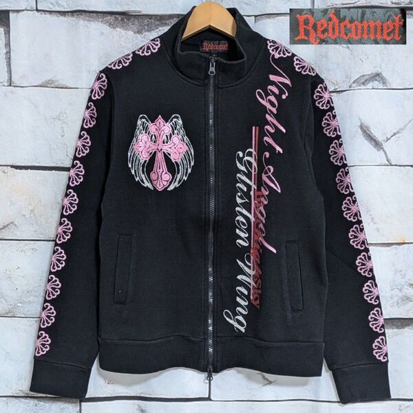 【Redcomet】ウィング ラメプリント ジップアップ スウェット ジャケット