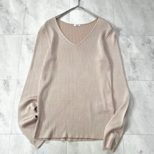 【美品】IENA シルク混 Vネックリブニット プルオーバー サマーニット