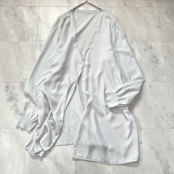 【美品】Leilian Vネックロングカーディガン 羽織 大きいサイズ 13+
