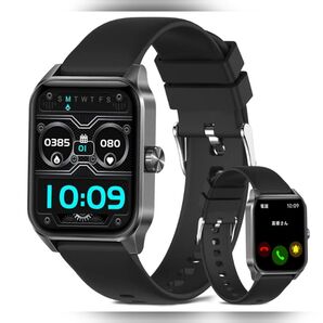 スマートウォッチ IP68防水 Smart Watch 通知 通話機能 ブラック