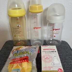 【まとめ売り】pigeon哺乳瓶 乳首(未使用) 乳首洗い用スポンジ(未使用)