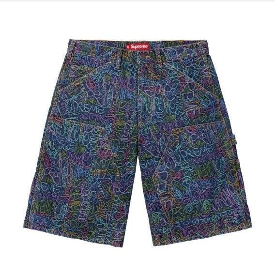 Supreme Handwriting Double Knee Denim Short "Indigo" 32