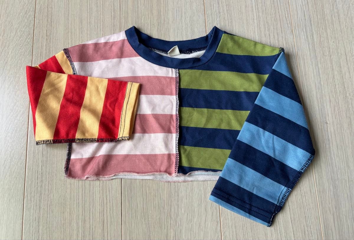 ストライプ　ボーダー　ブロックTシャツ