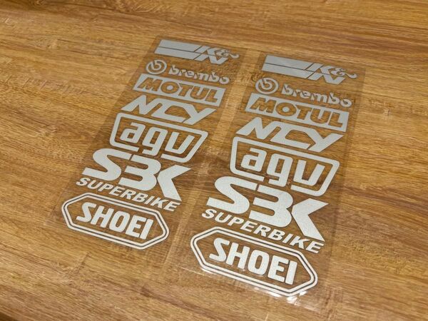 防水カッティングステッカー brembo motul agv shoei(白)