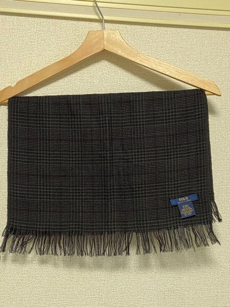 POLO RALPH LAUREN ウールマフラースカーフ チェック柄 ブラック