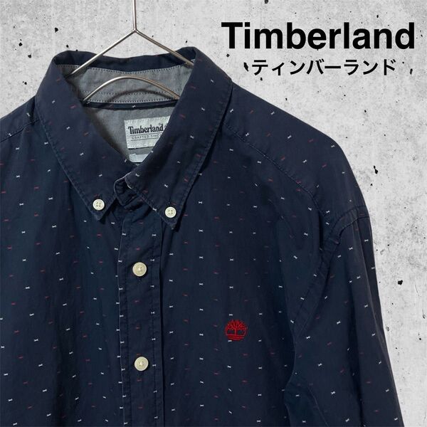 Timberland ティンバーランド 刺繍ロゴ リボン柄 ボタンダウンシャツ