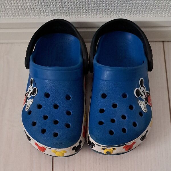 USED クロックス crocs サンダル ミッキーマウス ディズニー ブルー C9 16.5cm