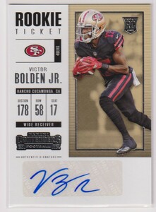 NFL VICTOR BOLDEN JR. AUTO 2017 PANINI CONTENDERS #242 Autograph FOOTBALL ROOKIE TICKET ビクター・ボールデン 直筆 サイン オ－ト WR