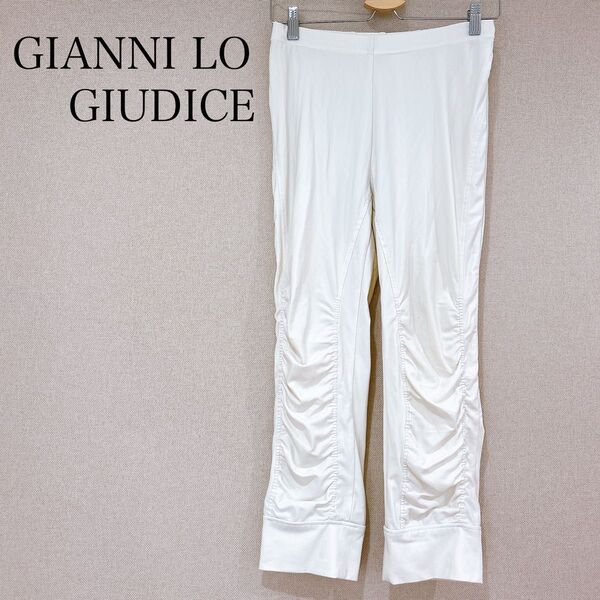 GIANNI LO GIUDICE パンツ スラックス ウエストゴム 白 春夏 リラックス ラフ