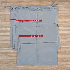 プラダスポーツ PRADA SPORT シューズ入れ ポーチ 収納袋 グレー ナイロン 4 枚セット