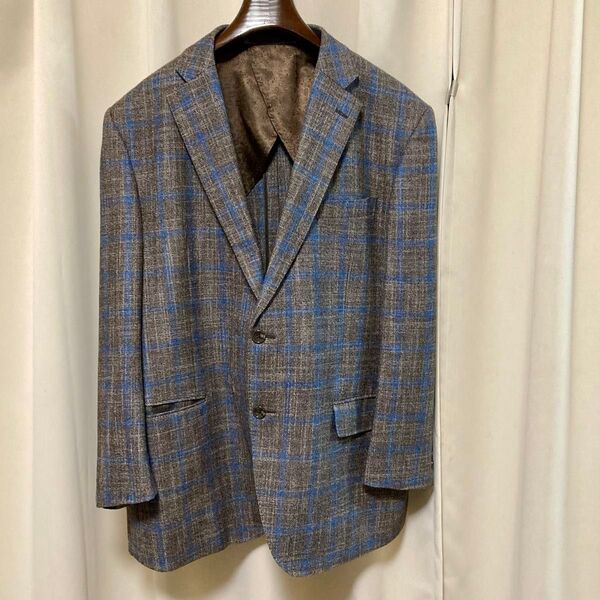 Loro Piana シルクカシミヤソフトツイード XXL 3L テーラードジャケット ブレザー チェック柄 ロロピアーナ