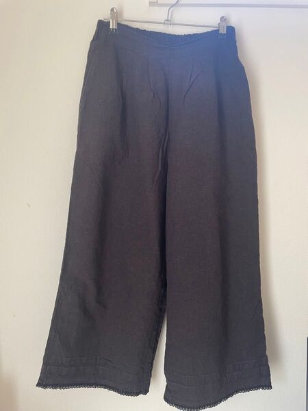 サマンサモスモス♪裾レース 麻混ウエストタックパンツ☆used